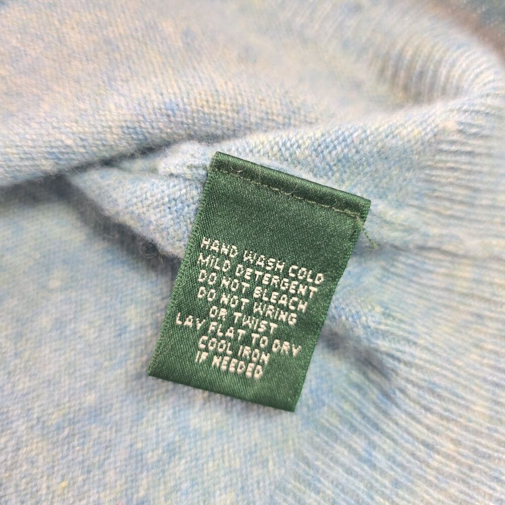 Lauren Ralph Lauren 100% Cashmere Sweater Blue Button Shoulder Women's Large - Picture 8 of 9